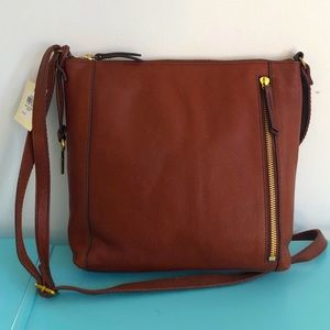 NWT Fossil Tara Crossbody bag Leather Brandy